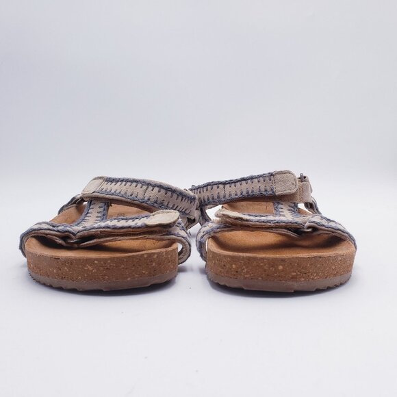 Laid Back London Kemle Sandal Embroidered Taupe Leather Sport Strap Boho Size 39 - Picture 4 of 9